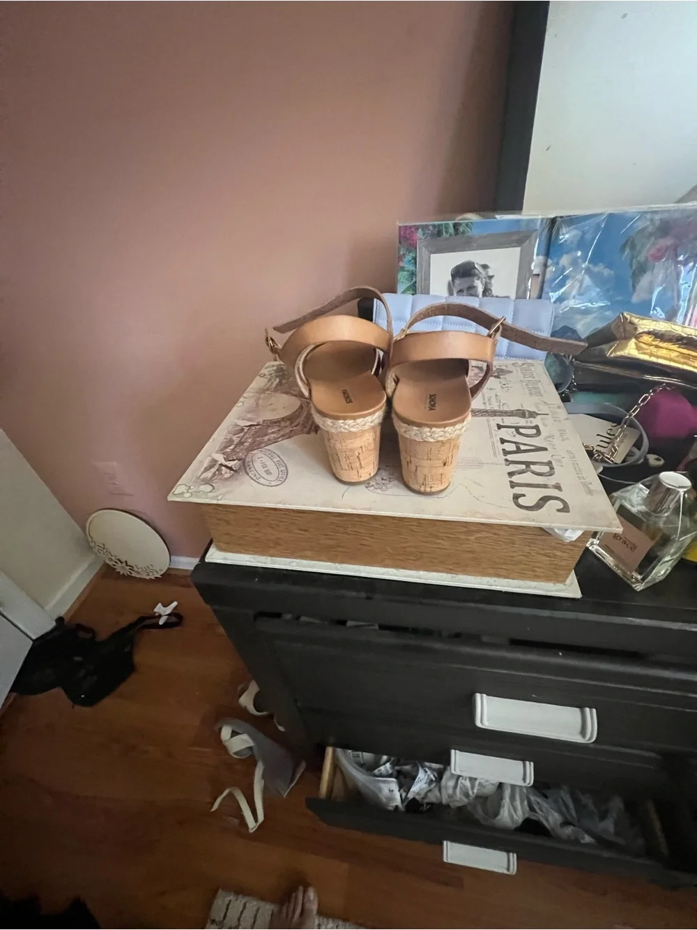 Women's Tan Platform Sandals with Ankle Strap size 5.5 used once